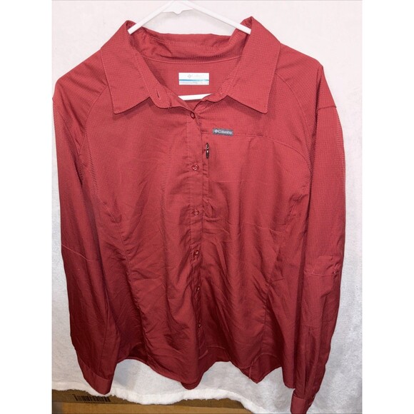 Columbia Shirt Mens XXL Button Up Navy Blue & Maroon Omni Shade Vented Lot Of 2 - Picture 8 of 12